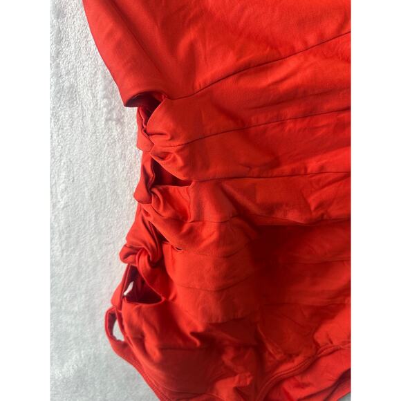 Carmen Marc Valvo Orange Asymmetrical Cutout One-Piece Swimsuit – Size 10 - Picture 3 of 7